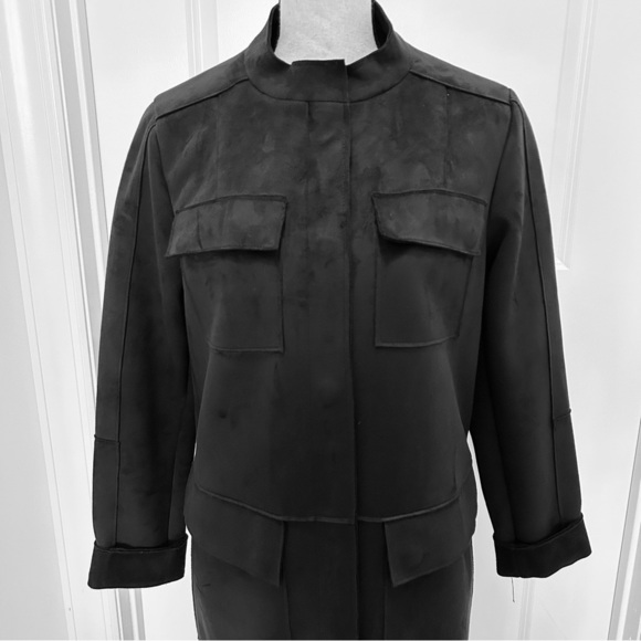 Vince Camuto Black Faux Suede Utility Style Jacket SZ S - Picture 3 of 5
